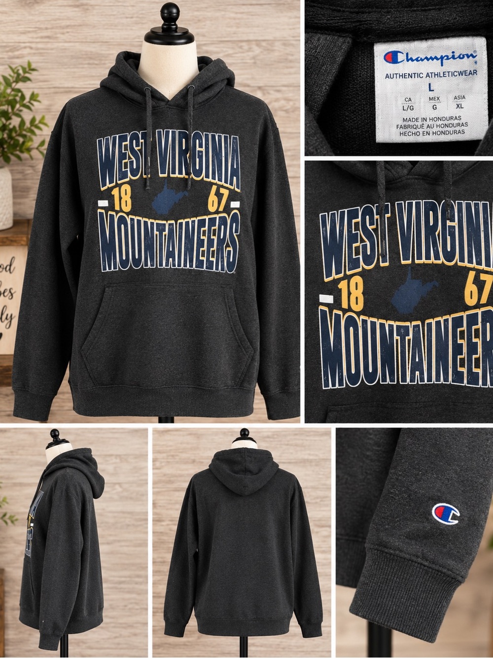 Champion Black West Virginia Mountaineers Pullover Hoodie